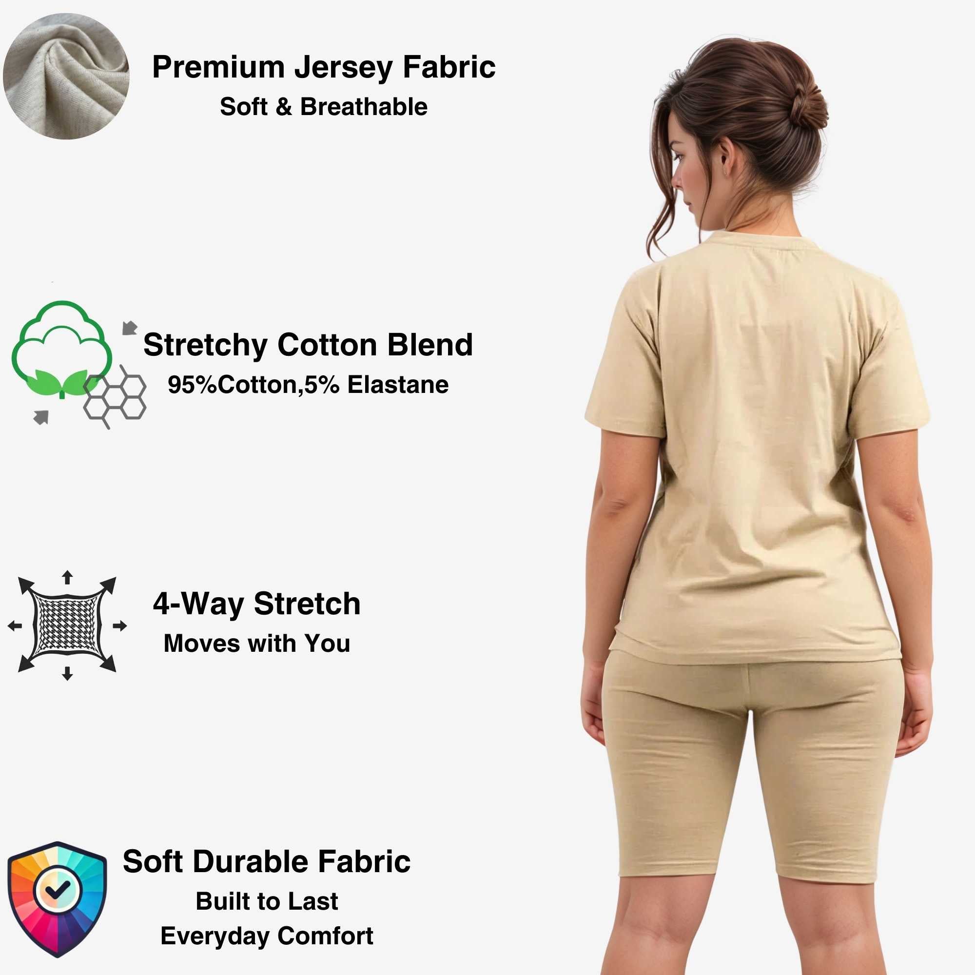 Women's T-Shirt & Biker Short Set | High-Waist, Flexible Fit - XS / Red - www.upstandingapparel.com
