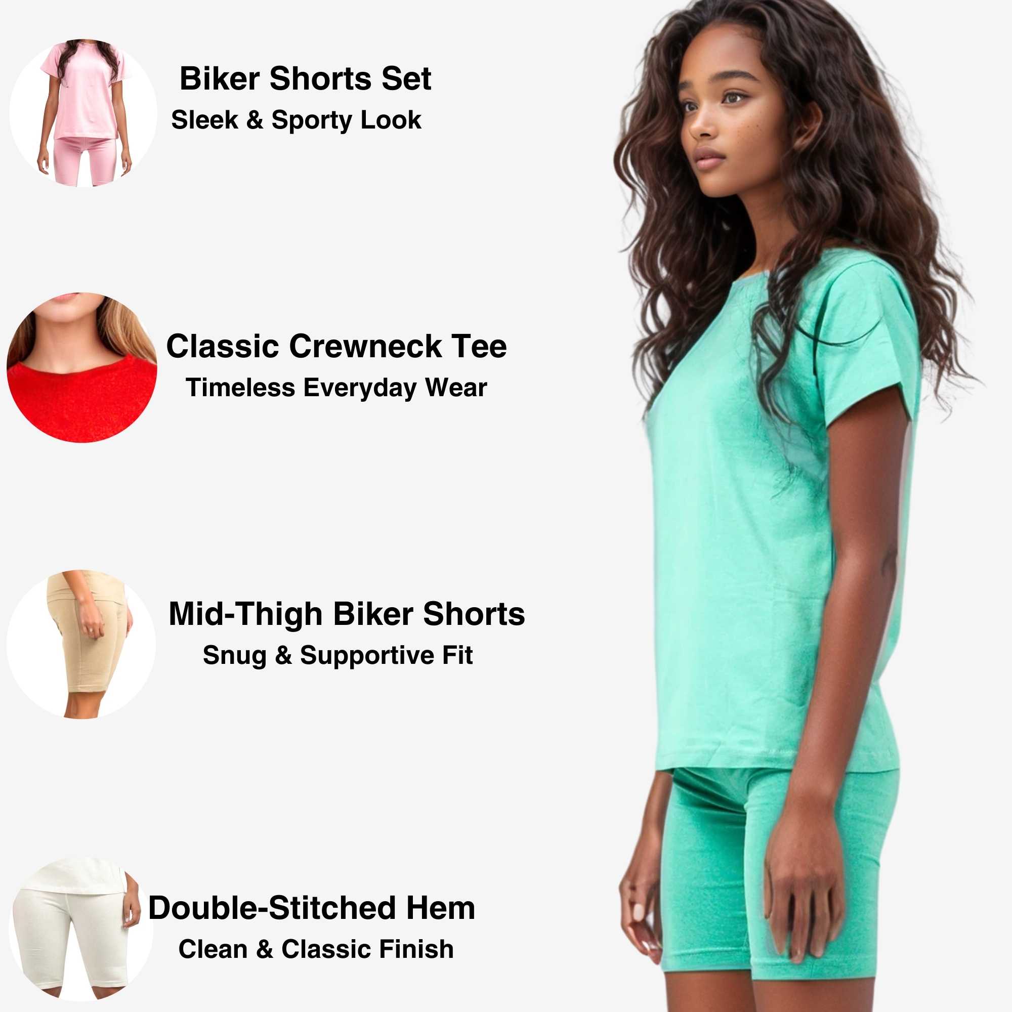 Women's T-Shirt & Biker Short Set | High-Waist, Flexible Fit - XS / Red - www.upstandingapparel.com